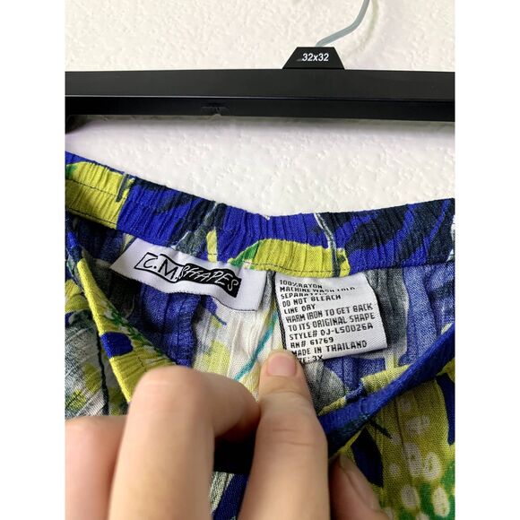 Womens Blue Tropical Pull On Midi Skirt Size 3X Palm Leaves Beachy Vacation - Picture 7 of 7